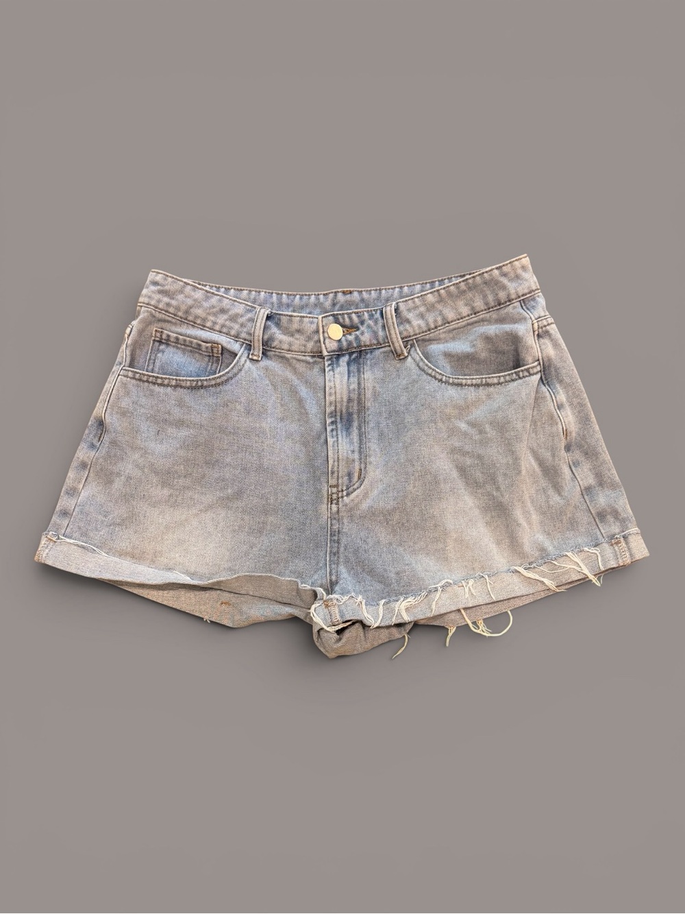 Cider Light Blue Frayed Hem Denim Shorts
